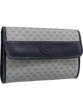 GUCCI Micro GG Clutch Bag PVC Leather Navy 004 89 0265